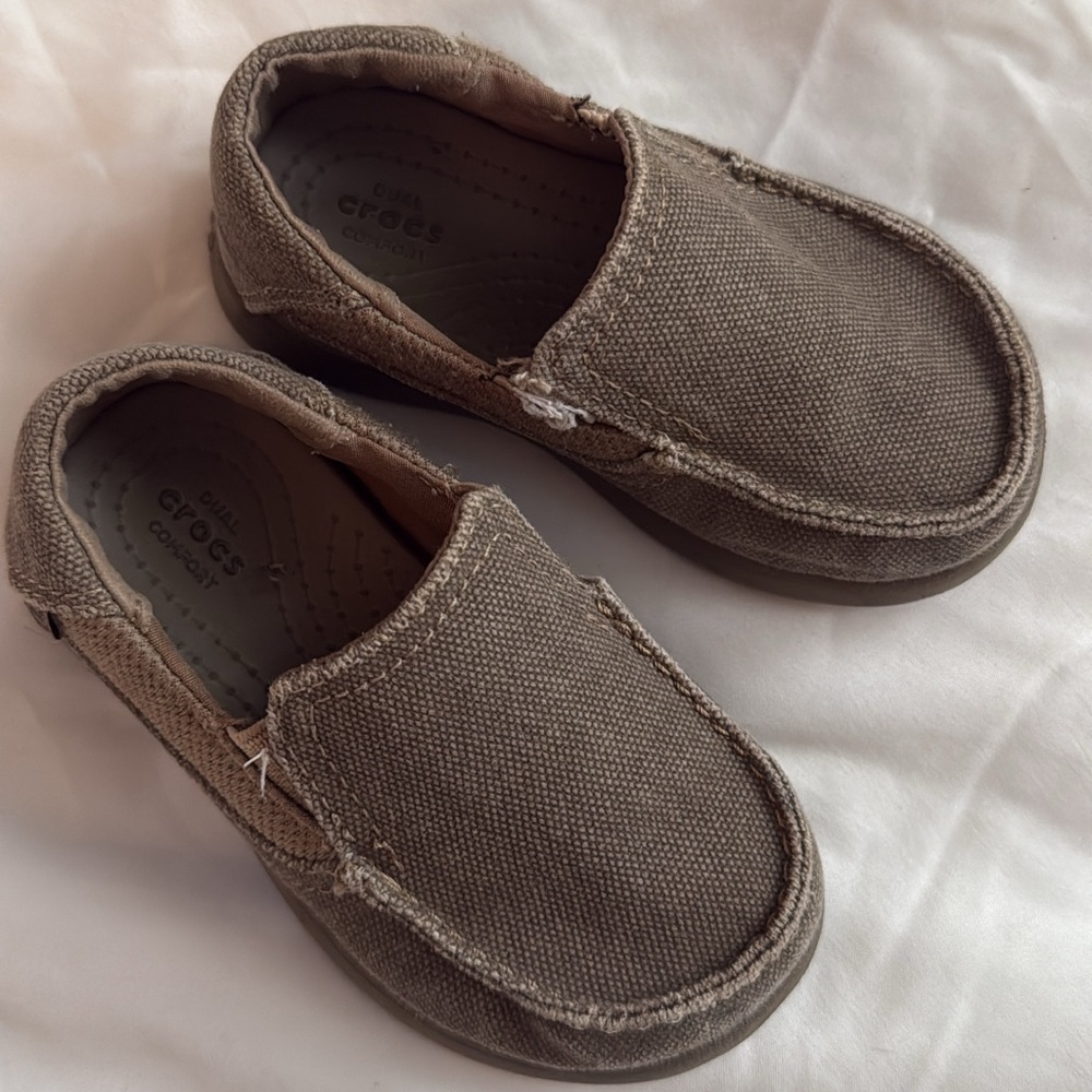 CROCS Tan Canvas Slip-On Shoes